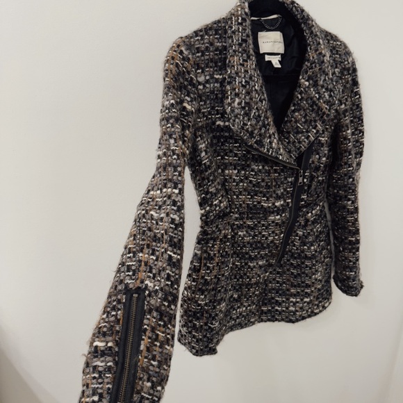 Banana Republic Italian Wool Bouclé Moto Jacket Tweed Coat - Picture 4 of 17